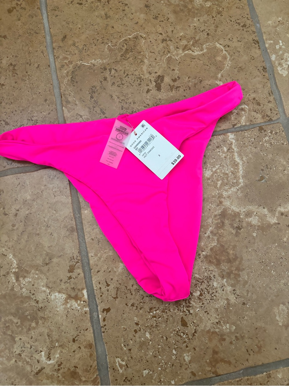 Good American High-Rise Neon Pink Women's Bikini Bottom
